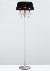 Olivia Polished Chrome-Black Crystal Floor Lamps Diyas Shaded Floor Lamps